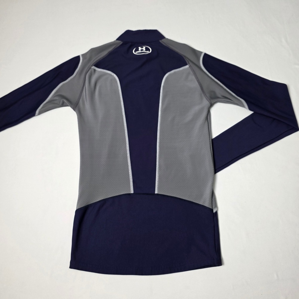 Under Armour ColdGear Compression Shirt Boys M Navy Blue Mock Neck Long Sleeve - Picture 5 of 5
